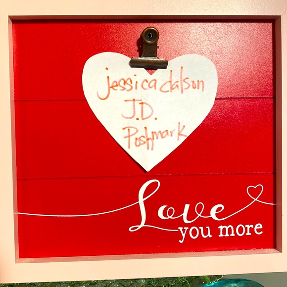 NWT 9”x9.5”wood”Love you more.”picture frame w/ easel. Metal clasp secures image - Picture 5 of 5